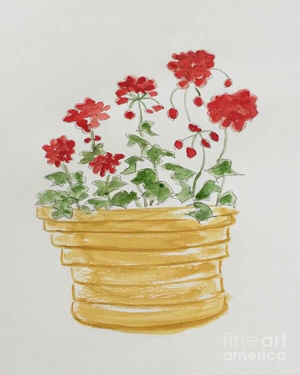 Original Art Work Art Print featuring the painting Poppies in a Pot by Theresa Honeycheck