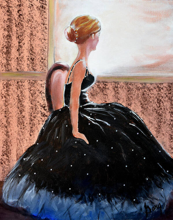 Dress Art Print featuring the painting Girl In The Sequin Gown by Gary Smith