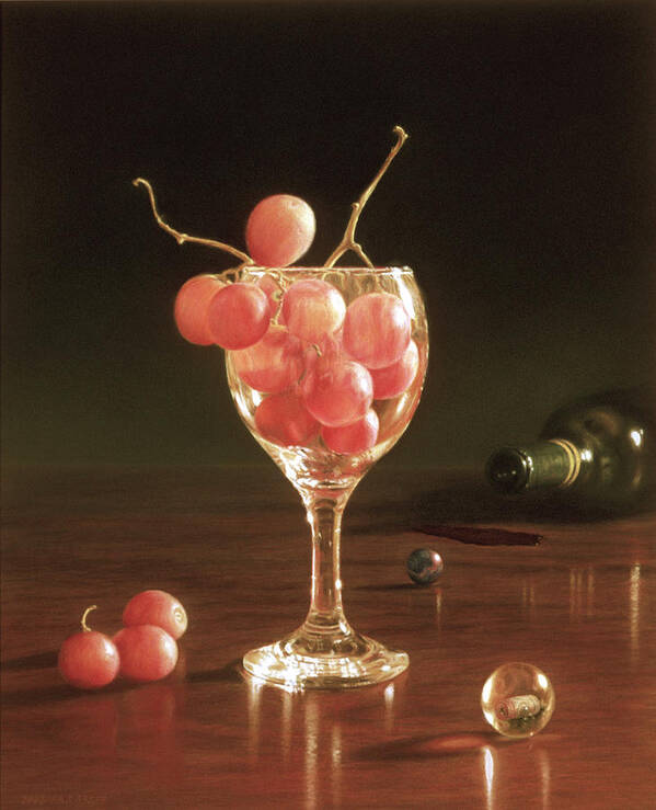 Still Life Art Print featuring the painting Glass Grapes and Marbles by Barbara Groff
