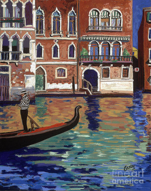 Venice Art Print featuring the pastel Gliding by Cathy Carey