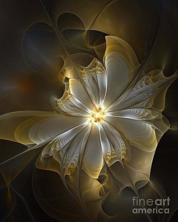 Digital Art Art Print featuring the digital art Glowing in Silver and Gold by Amanda Moore