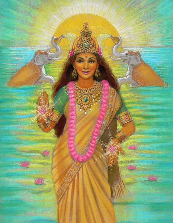 Lakshmi Art Print featuring the painting Goddess Lakshmi by Sue Halstenberg