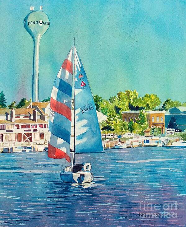 Sailboats Art Print featuring the painting Going Home by LeAnne Sowa