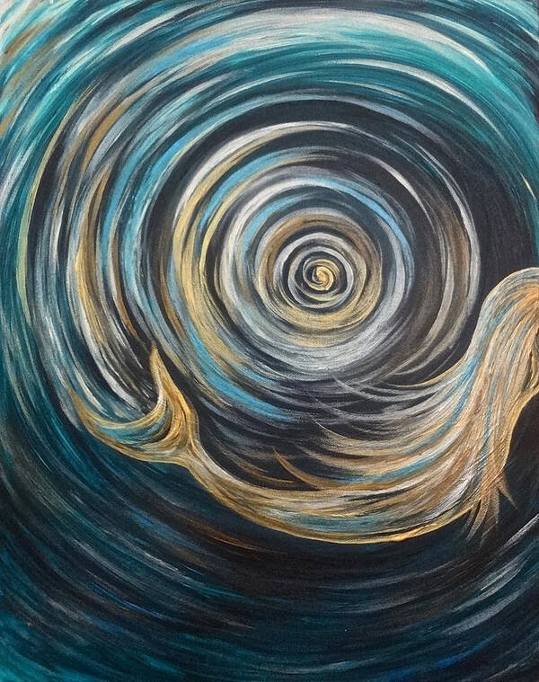 Gold Art Print featuring the painting Golden Sirena Mermaid Spiral by Michelle Pier