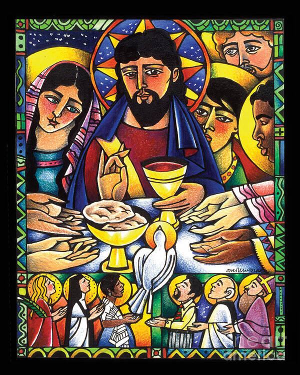 Gospel Feast Art Print featuring the painting Gospel Feast - MMGOF by Br Mickey McGrath OSFS