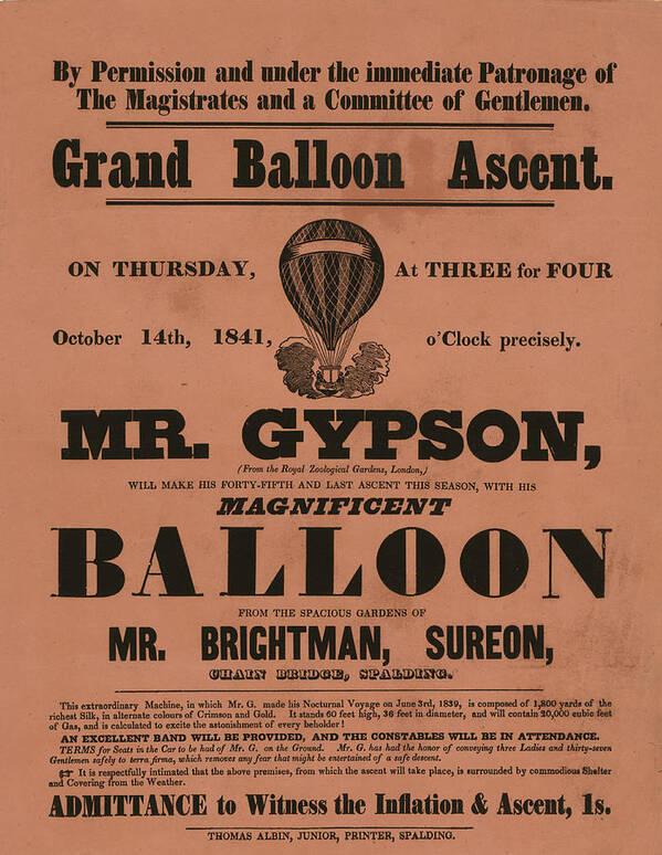  Art Print featuring the drawing Grand Balloon Ascention by Vintage Pix