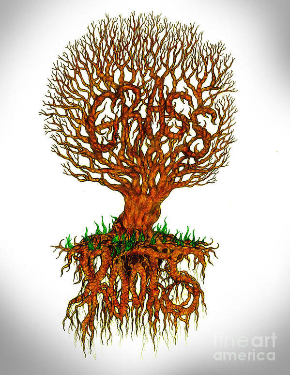 Tree Art Print featuring the drawing Grass Roots by Baruska A Michalcikova