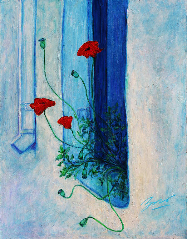  Art Print featuring the painting Greek Poppies by Xueling Zou