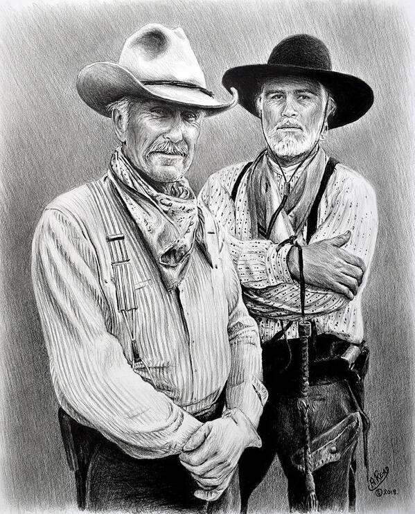 Lonesome Dove Art Print featuring the drawing Gus and Woodrow by Andrew Read