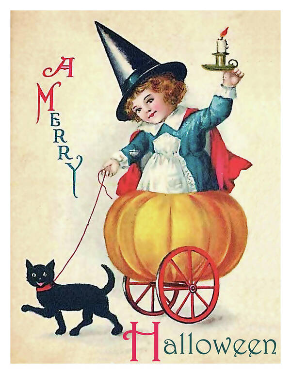 Little Girl Art Print featuring the mixed media Halloween ride by Long Shot