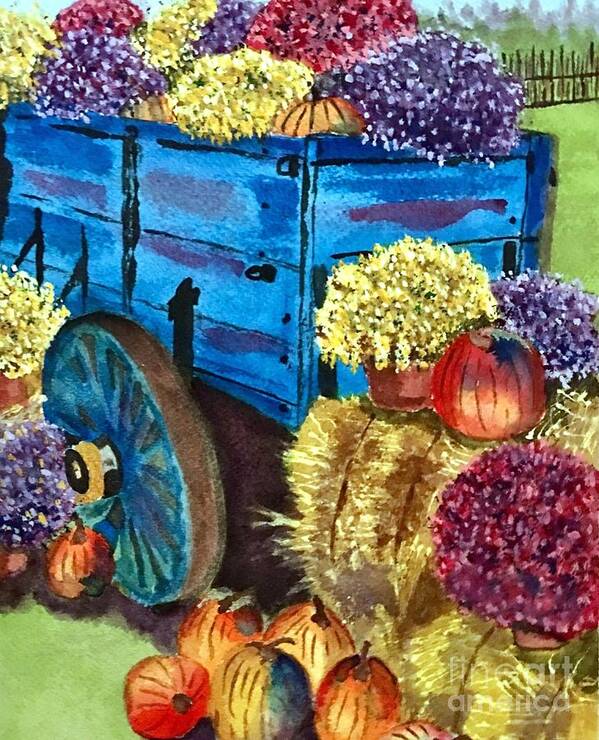 Greeting Card Art Print featuring the painting Happy Fall Harvest by Sue Carmony