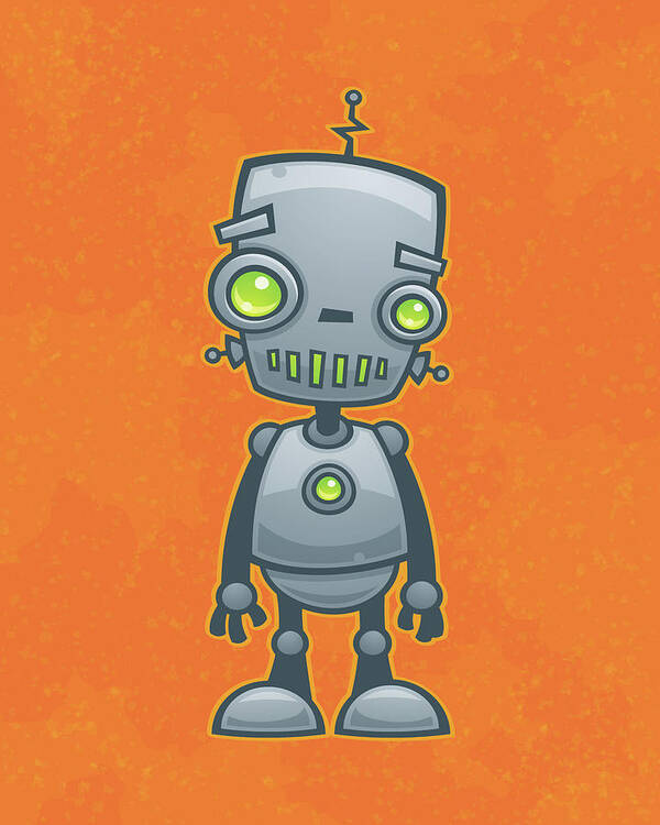 Robot Art Print featuring the digital art Happy Robot by John Schwegel