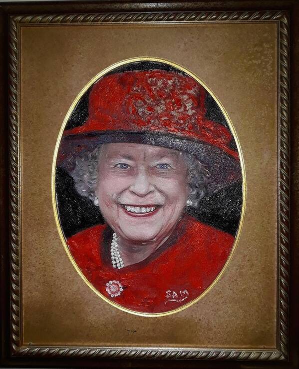 Royal Family Art Print featuring the painting Her Majesty Queen Elizabeth by Sam Shaker