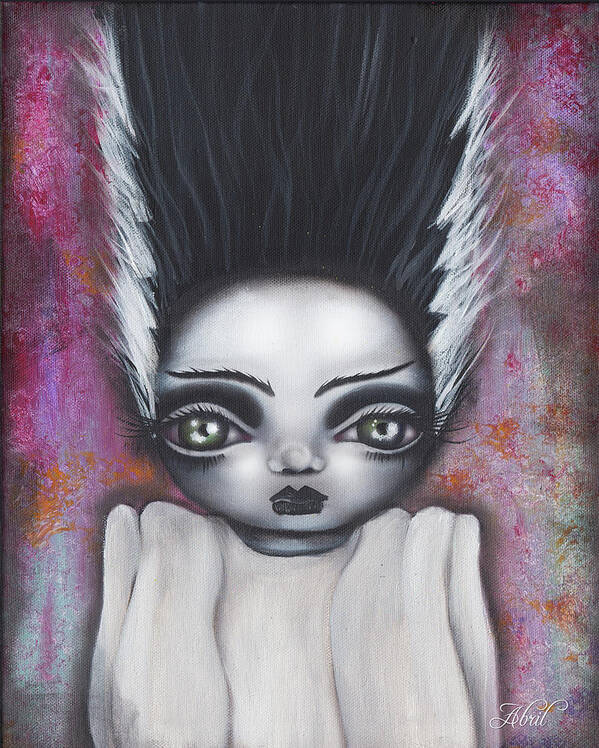 Bride Of Frankenstein Art Print featuring the painting Here comes the Bride by Abril Andrade
