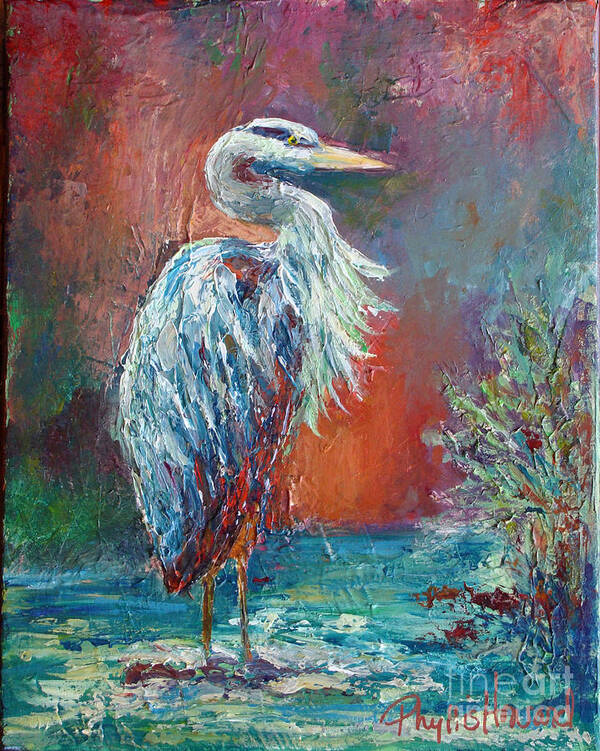 Heron Art Print featuring the painting Heron in Color by Phyllis Howard