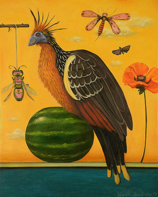 Hoatzin Art Print featuring the painting Hoatzin 2 by Leah Saulnier The Painting Maniac