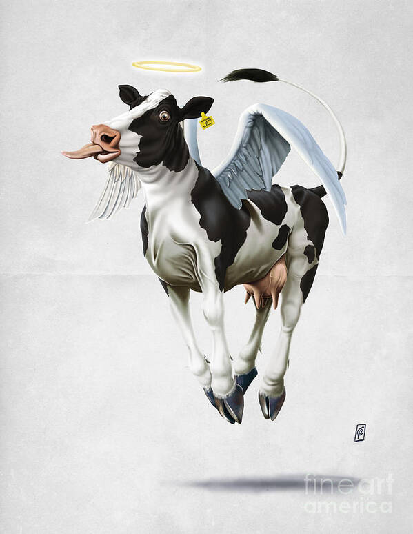 Illustration Art Print featuring the digital art Holy Cow Wordless by Rob Snow