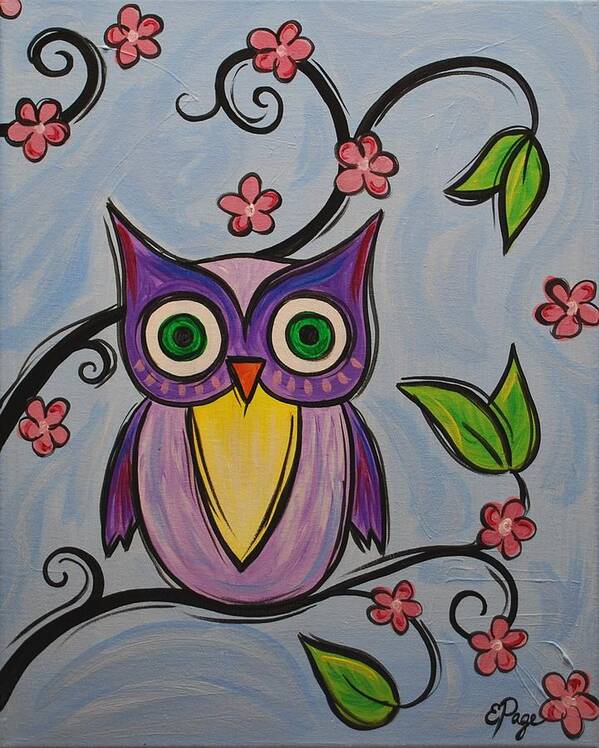 Owl Bird Art Print featuring the painting Hootie by Emily Page