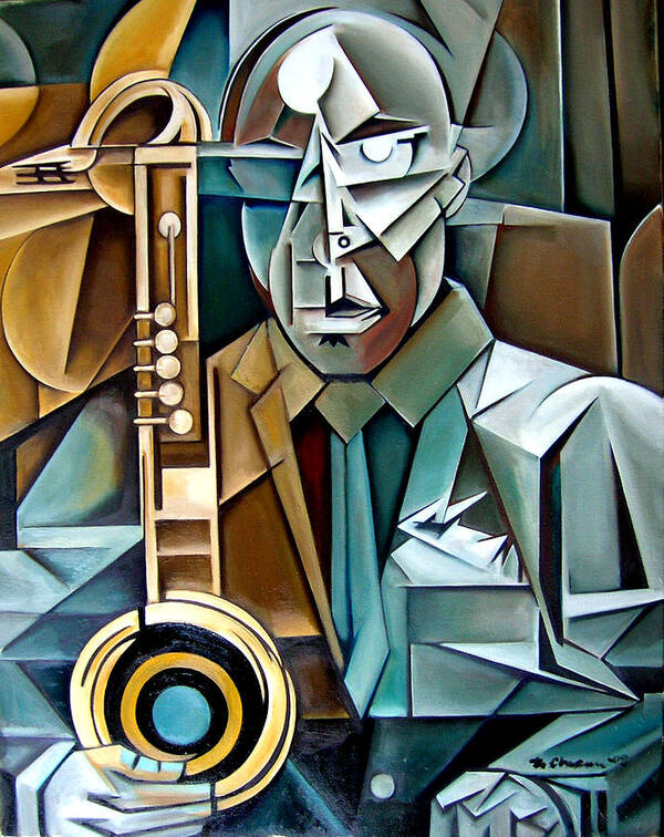 Jazz Saxophone Tim Warfield Art Print featuring the painting Horn and Man by Martel Chapman