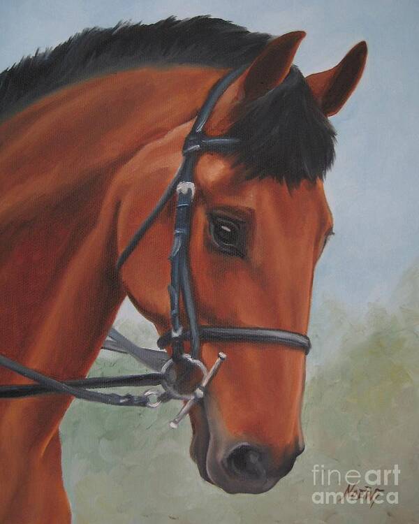 Noewi Art Print featuring the painting Horse Portrait by Jindra Noewi