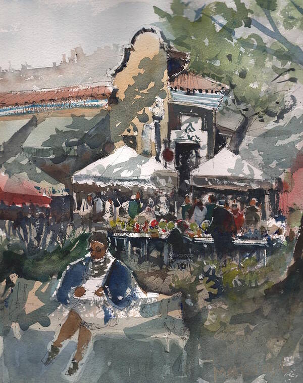Lanscape Art Print featuring the painting Hyde Parke Sunday Market 3 Tampa by Gaston McKenzie