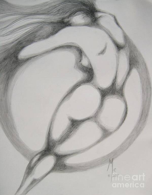 Woman Art Print featuring the drawing I Am The Wind by Marat Essex