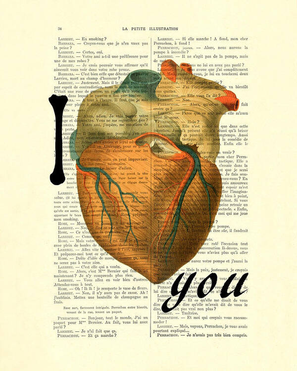 I Love You Art Print featuring the digital art I heart you by Madame Memento