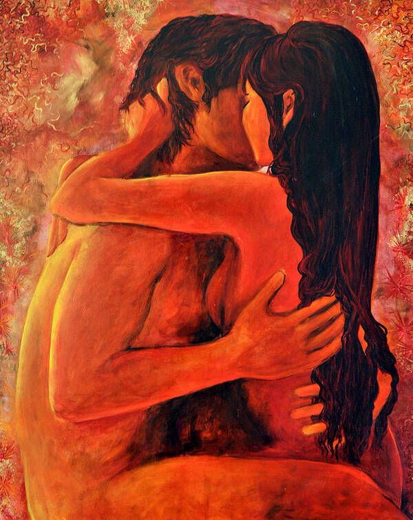 LOVERS PAINTING /"THE KISS /" FINE ART PRINT ON PAPER
