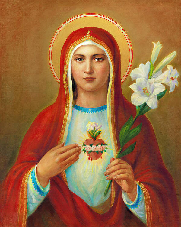 Immaculate Heart Art Print featuring the painting Immaculate Heart of Mary by Svitozar Nenyuk