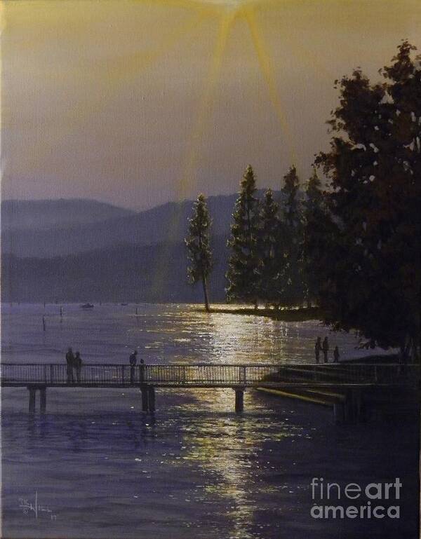 Lake Art Print featuring the painting Independence point, Lake Coeur d'Alene by Paul K Hill
