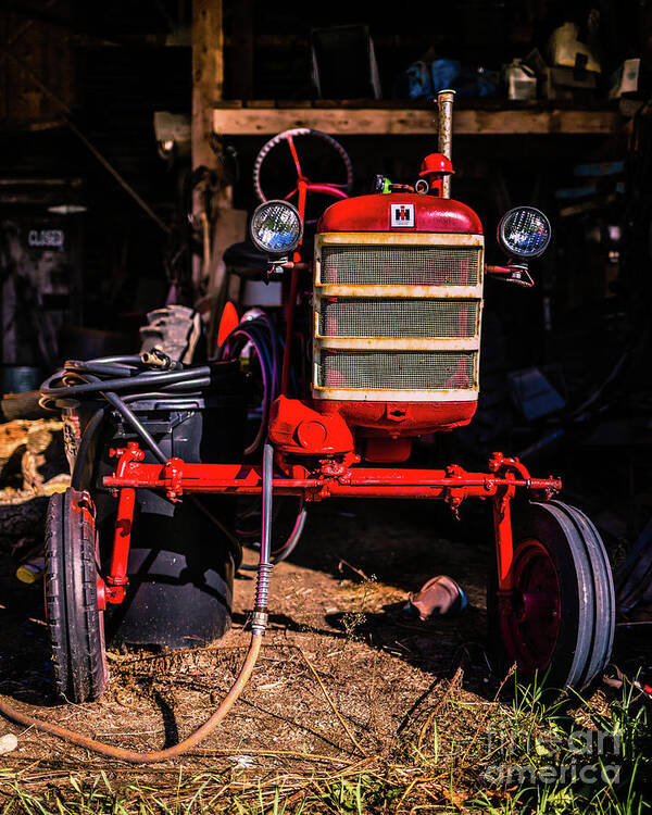 Vintage Art Print featuring the photograph International Harvester Red Vintage Tractor Wolcott Vermont by Edward Fielding