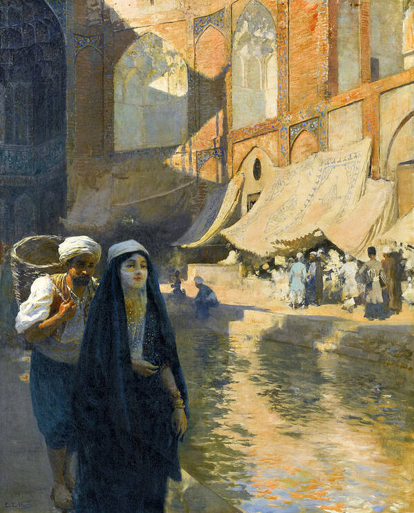 Edwin Lord Weeks Art Print featuring the painting Isfahan Bazaar by Edwin Lord Weeks