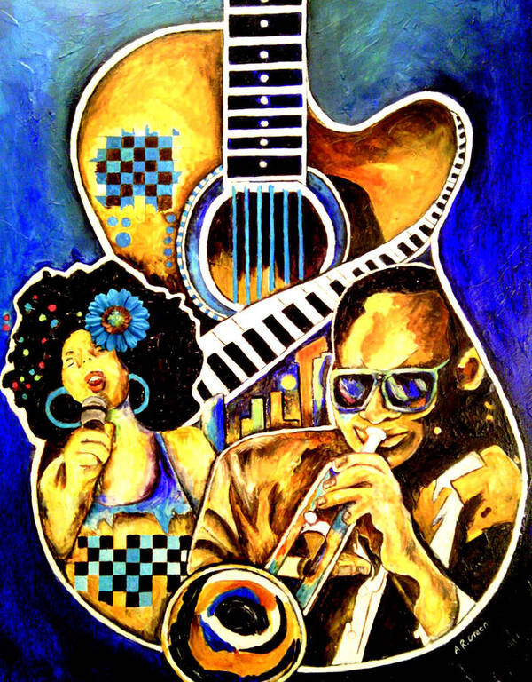 Keyboard Art Print featuring the painting Jazz Life by Angela Green