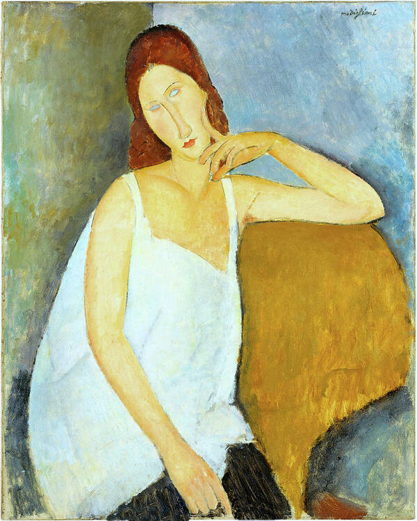 Jeanne Hebuterne Art Print featuring the painting Jeanne Hebuterne Amedeo Modigliani 1919 by Movie Poster Prints