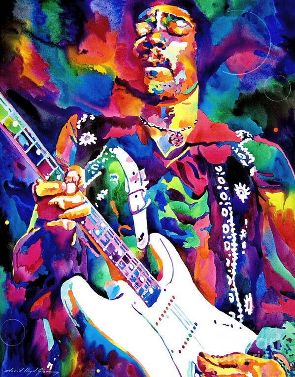 Jimi Hendrix Art Print featuring the painting Jimi Hendrix Purple by David Lloyd Glover