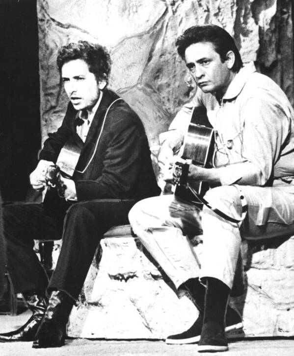 Candid Art Print featuring the photograph Johnny Cash, With Bob Dylan, C. 1969 by Everett