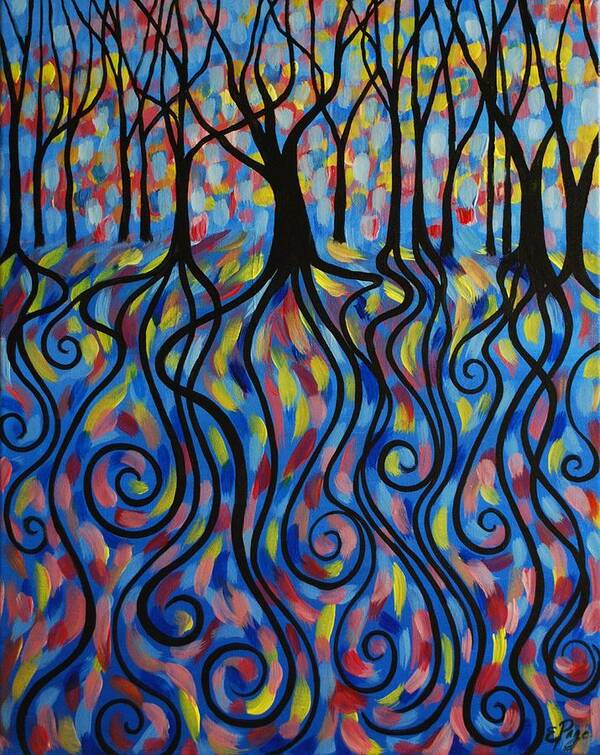 Kaleidoscope Art Print featuring the painting Kaleidoscope Forest by Emily Page