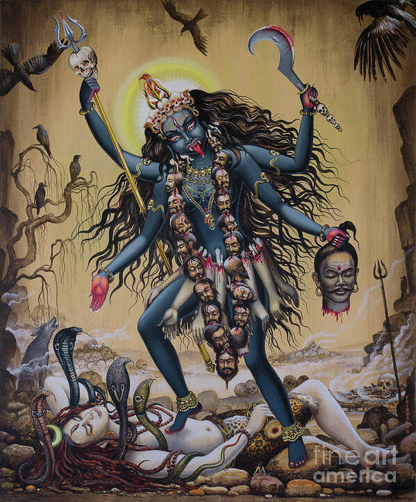 Kali Art Print featuring the painting Kali by Vrindavan Das