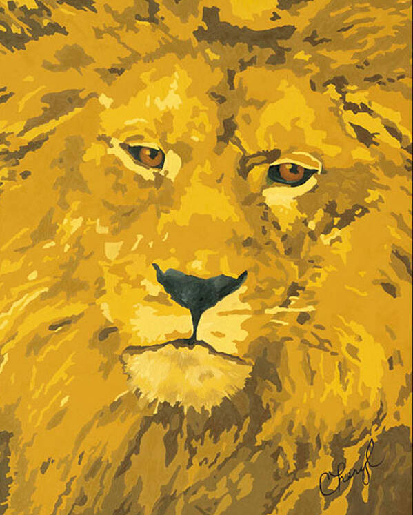 African Lion Art Print featuring the painting King of the Jungle by Cheryl Bowman
