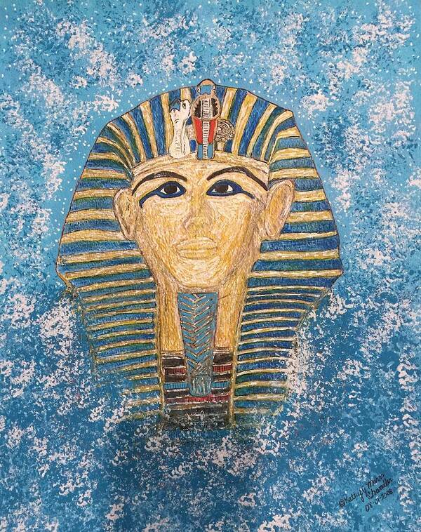 King Tut Art Print featuring the painting King Tutankhamun Face Mask by Kathy Marrs Chandler