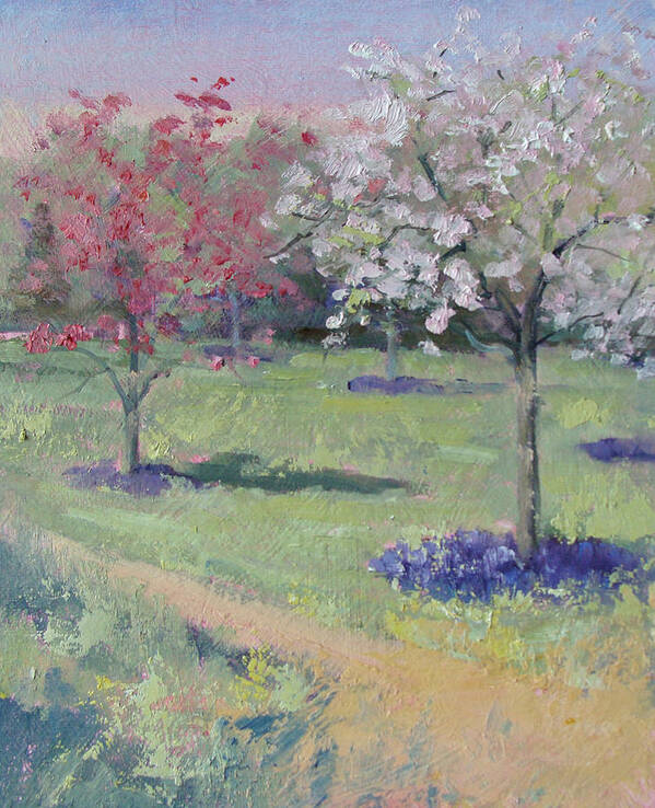 Crabapple Trees Art Print featuring the painting Kingwood Crabapples by Judy Fischer Walton