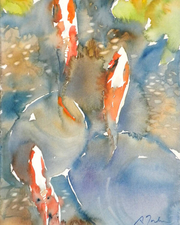 Koi Art Print featuring the painting Koi Fish No.9 16x20 by Sumiyo Toribe