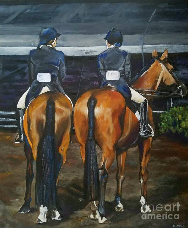 Horses Art Print featuring the painting Ladies at Sussex Hunt Night by Kathy Laughlin