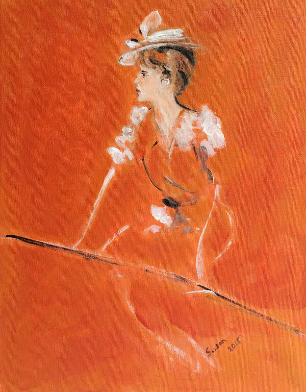Portrait Art Print featuring the painting Lady In Orange by Susan Adams
