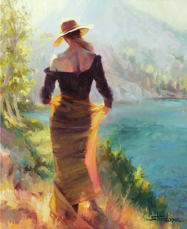 Woman Art Print featuring the painting Lady of the Lake by Steve Henderson