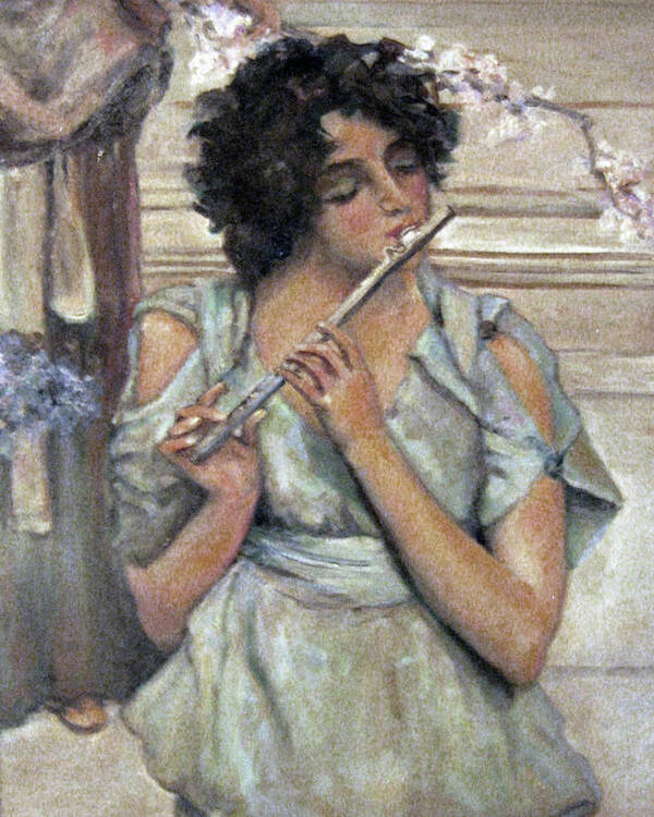 Girl Art Print featuring the painting Lady Playing Flute by Donna Tucker