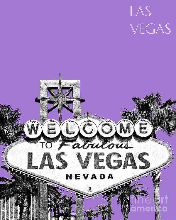 Architecture Art Print featuring the digital art Las Vegas Sign - Purple by DB Artist