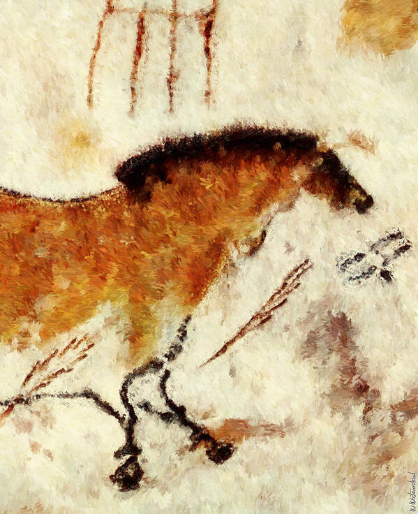 Lascaux Prehistoric Horse Art Print featuring the digital art Lascaux Prehistoric Horse Detail by Weston Westmoreland