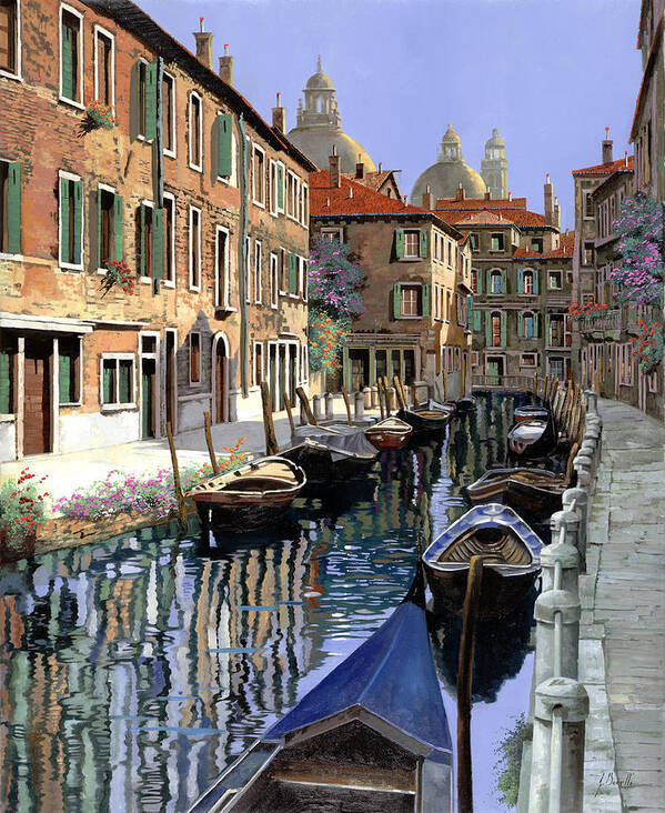 Venice Art Print featuring the painting Le Barche Sul Canale by Guido Borelli