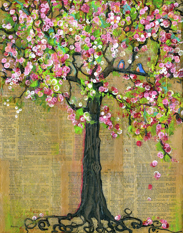 Tree Of Life Art Print featuring the painting Blossoms Tree of Life and Knowledge  by Blenda Studio